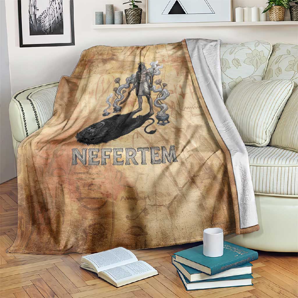 Nefertem Ancient Egyptian Blanket Lion Head Lotus Flowers Incense Smoke Ancient