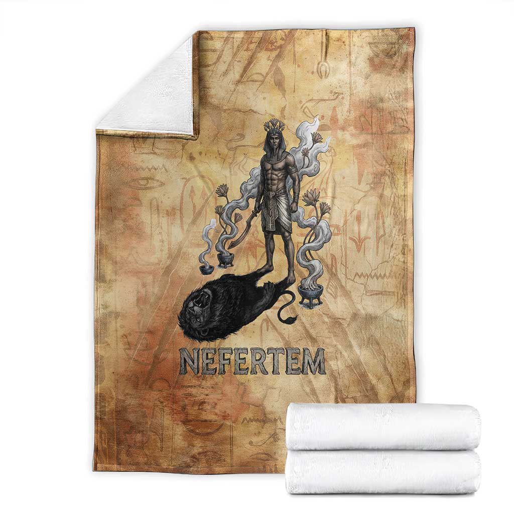 Nefertem Ancient Egyptian Blanket Lion Head Lotus Flowers Incense Smoke Ancient
