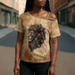 Nefertem Ancient Egyptian Cross Shoulder Shirt Lion Head Lotus Flowers Incense Smoke Ancient