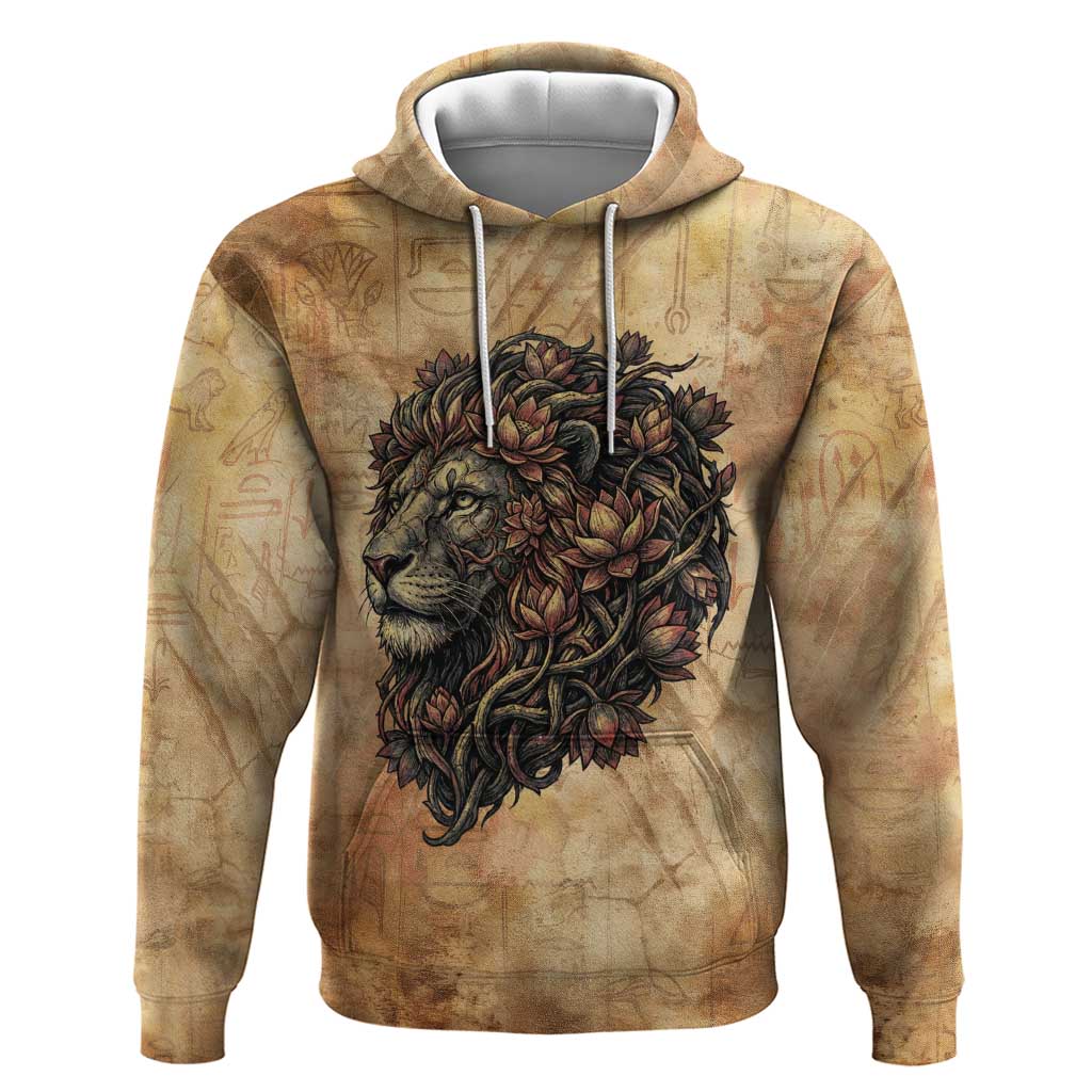 Nefertem Ancient Egyptian Hoodie Lion Head Lotus Flowers Incense Smoke Ancient