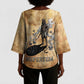 Nefertem Ancient Egyptian Kimono Sleeve Blouse Lion Head Lotus Flowers Incense Smoke Ancient