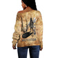 Nefertem Ancient Egyptian Off Shoulder Sweater Lion Head Lotus Flowers Incense Smoke Ancient