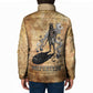Nefertem Ancient Egyptian Padded Jacket Lion Head Lotus Flowers Incense Smoke Ancient