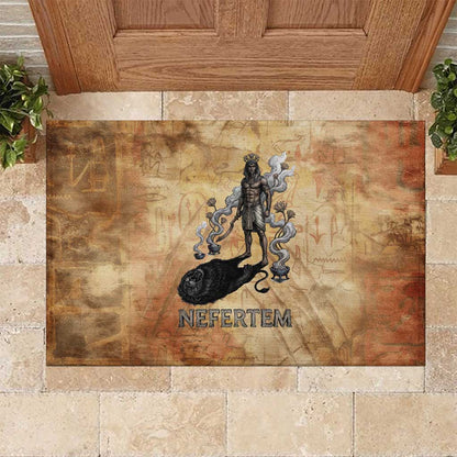 Nefertem Ancient Egyptian Rubber Doormat Lion Head Lotus Flowers Incense Smoke Ancient