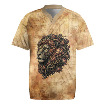 Nefertem Ancient Egyptian Rugby Jersey Lion Head Lotus Flowers Incense Smoke Ancient