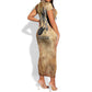 Nefertem Ancient Egyptian Short Sleeve Bodycon Dress Lion Head Lotus Flowers Incense Smoke Ancient