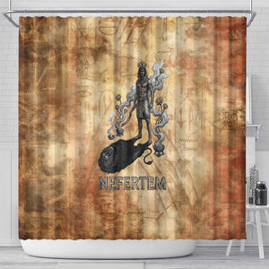 Nefertem Ancient Egyptian Shower Curtain Lion Head Lotus Flowers Incense Smoke Ancient