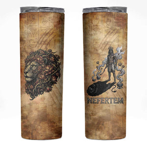 Nefertem Ancient Egyptian Skinny Tumbler Lion Head Lotus Flowers Incense Smoke Ancient