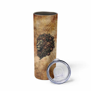 Nefertem Ancient Egyptian Skinny Tumbler Lion Head Lotus Flowers Incense Smoke Ancient
