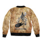 Nefertem Ancient Egyptian Sleeve Zip Bomber Jacket Lion Head Lotus Flowers Incense Smoke Ancient