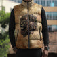 Nefertem Ancient Egyptian Sleeveless Puffer Jacket Lion Head Lotus Flowers Incense Smoke Ancient