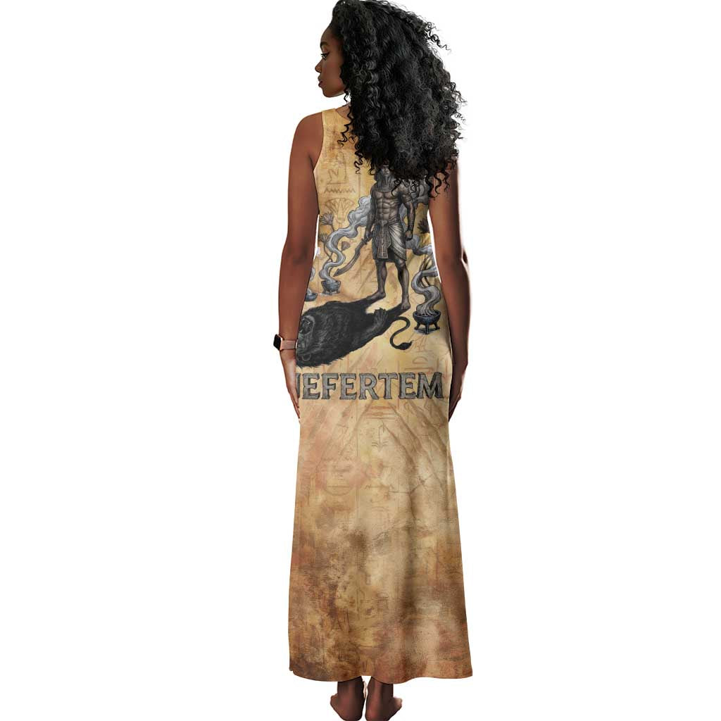 Nefertem Ancient Egyptian Tank Maxi Dress Lion Head Lotus Flowers Incense Smoke Ancient