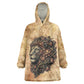 Nefertem Ancient Egyptian Wearable Blanket Hoodie Lion Head Lotus Flowers Incense Smoke Ancient