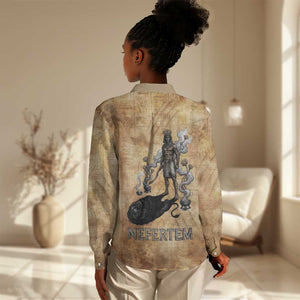 Nefertem Ancient Egyptian Women Casual Shirt Lion Head Lotus Flowers Incense Smoke Ancient