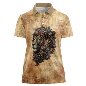 Nefertem Ancient Egyptian Women Polo Shirt Lion Head Lotus Flowers Incense Smoke Ancient