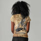 Nefertem Ancient Egyptian Women V-Neck T-Shirt Lion Head Lotus Flowers Incense Smoke Ancient