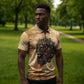 Nefertem Ancient Egyptian Zipper Polo Shirt Lion Head Lotus Flowers Incense Smoke Ancient