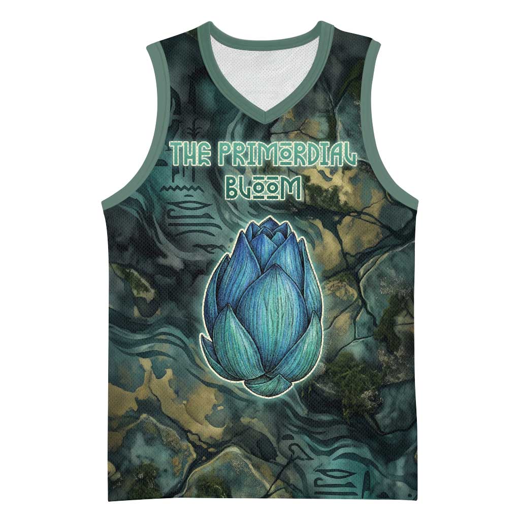 Nefertem Basketball Jersey Primordial Bloom Lotus Mystical Lion Cosmic Egyptian