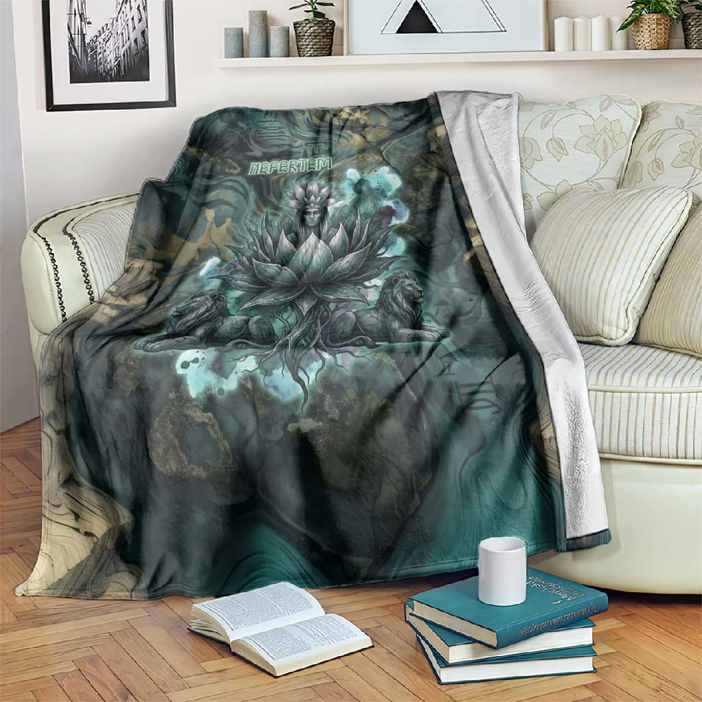 Nefertem Blanket Primordial Bloom Lotus Mystical Lion Cosmic Egyptian