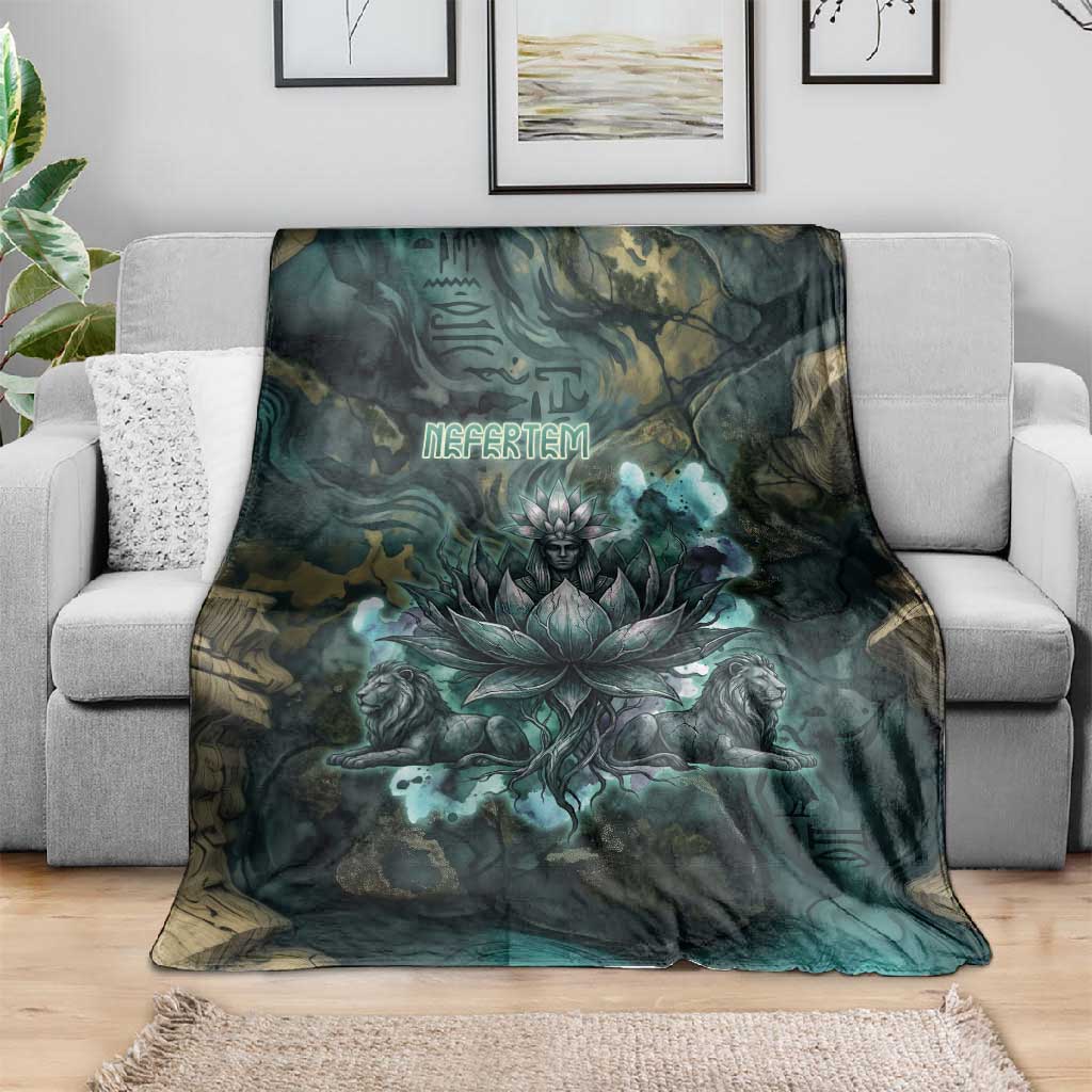 Nefertem Blanket Primordial Bloom Lotus Mystical Lion Cosmic Egyptian