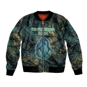 Nefertem Bomber Jacket Primordial Bloom Lotus Mystical Lion Cosmic Egyptian