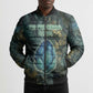 Nefertem Bomber Puffer Jacket Primordial Bloom Lotus Mystical Lion Cosmic Egyptian
