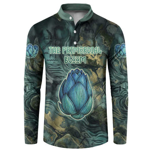 Nefertem Button Sweatshirt Primordial Bloom Lotus Mystical Lion Cosmic Egyptian