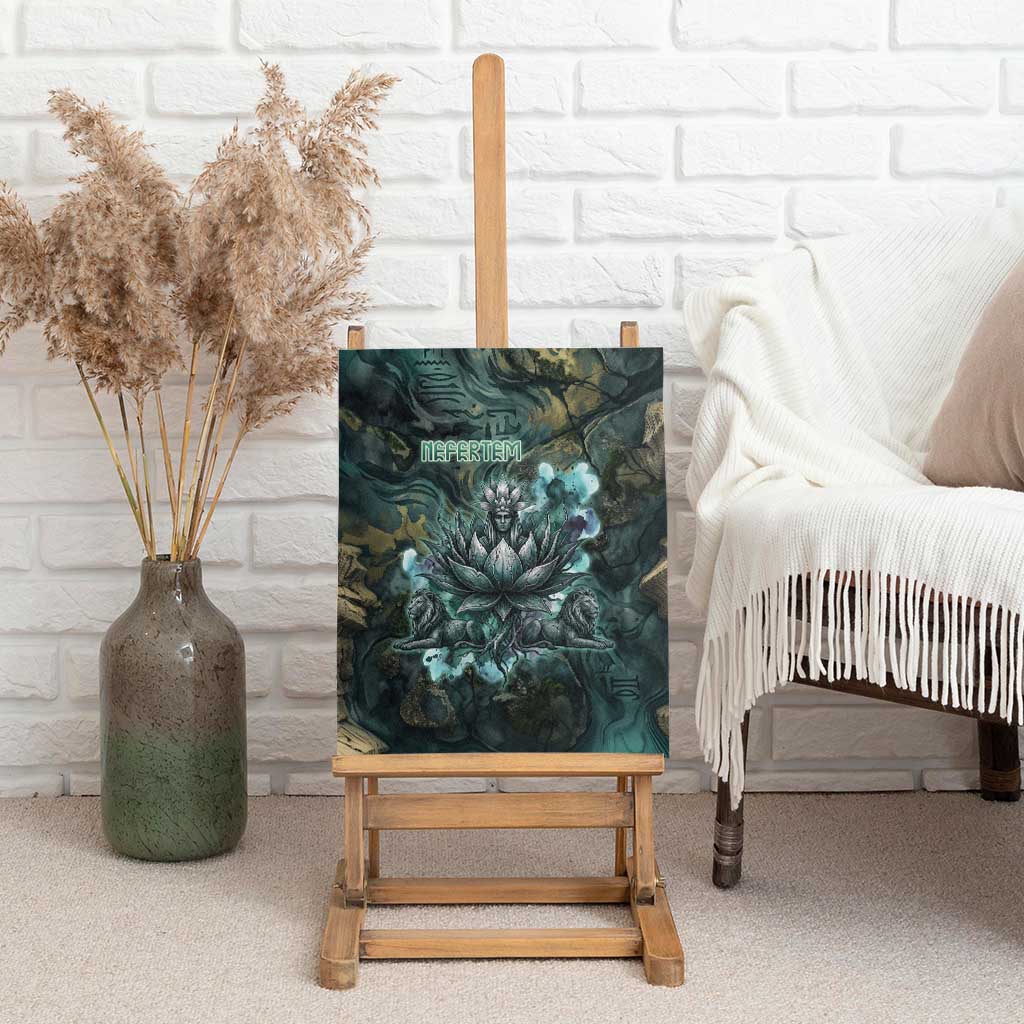 Nefertem Canvas Wall Art Primordial Bloom Lotus Mystical Lion Cosmic Egyptian