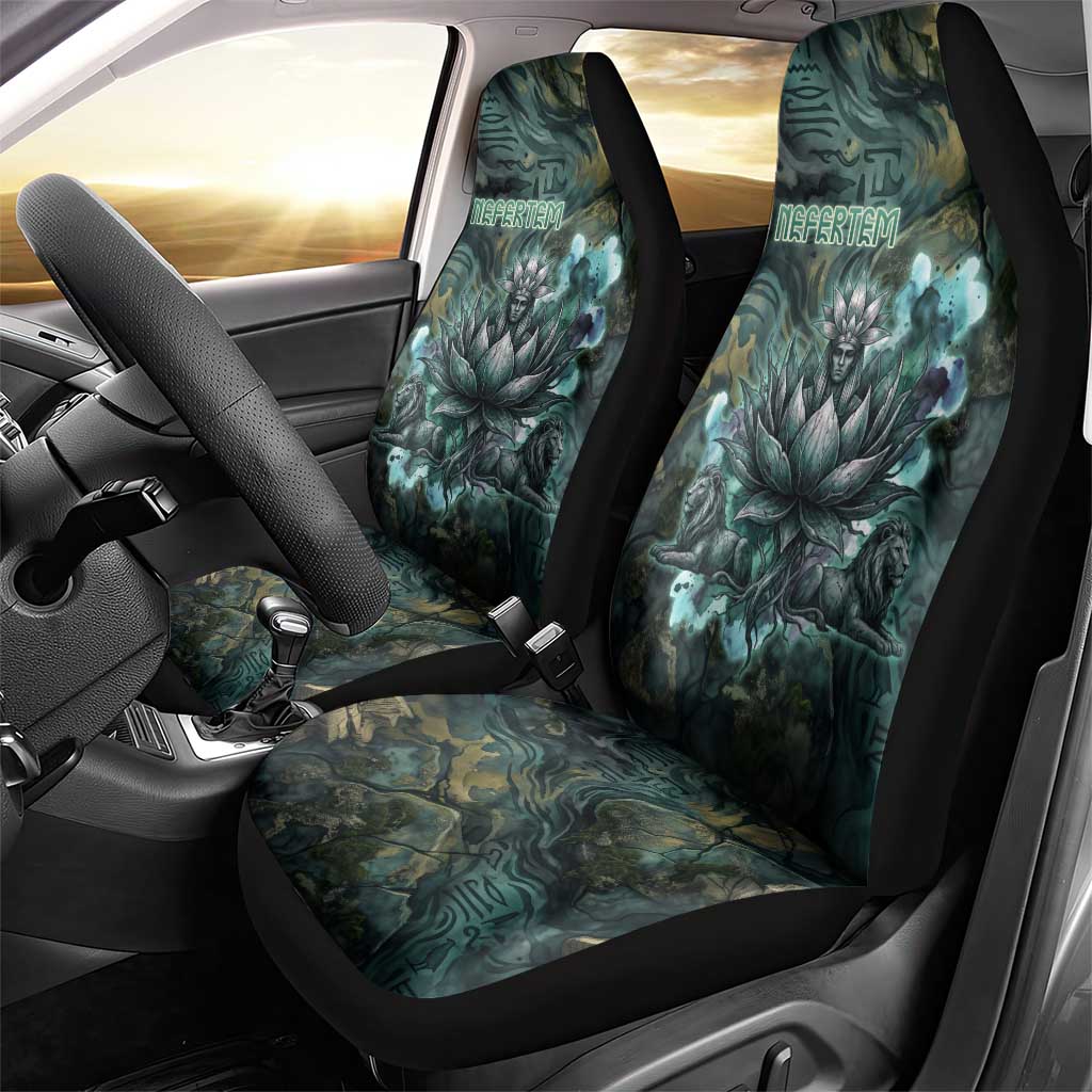 Nefertem Car Seat Cover Primordial Bloom Lotus Mystical Lion Cosmic Egyptian
