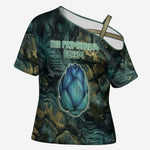 Nefertem Cross Shoulder Shirt Primordial Bloom Lotus Mystical Lion Cosmic Egyptian