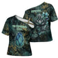 Nefertem Cross Shoulder Shirt Primordial Bloom Lotus Mystical Lion Cosmic Egyptian