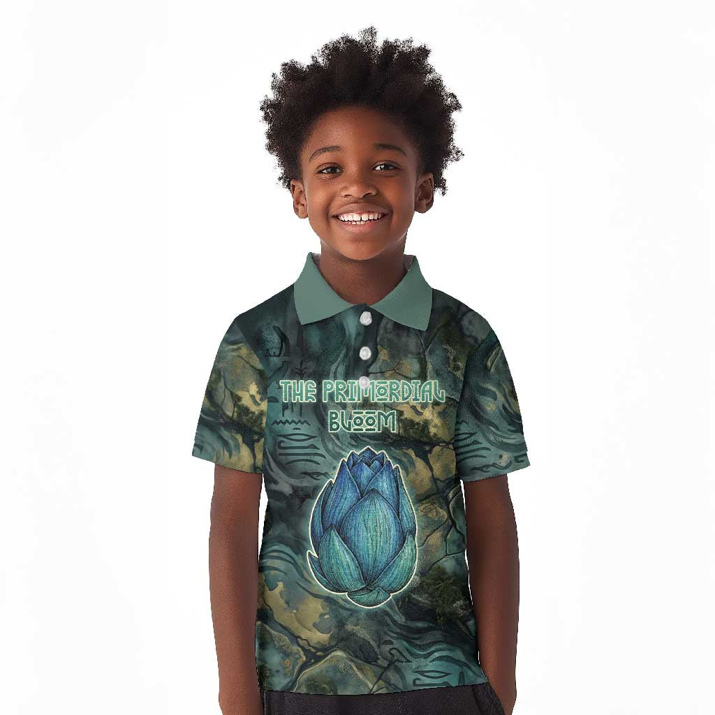 Nefertem Kid Polo Shirt Primordial Bloom Lotus Mystical Lion Cosmic Egyptian
