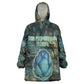 Nefertem Kid Wearable Blanket Hoodie Primordial Bloom Lotus Mystical Lion Cosmic Egyptian