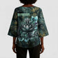 Nefertem Kimono Sleeve Blouse Primordial Bloom Lotus Mystical Lion Cosmic Egyptian