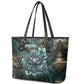 Nefertem Leather Tote Bag Primordial Bloom Lotus Mystical Lion Cosmic Egyptian