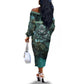 Nefertem Off The Shoulder Long Sleeve Dress Primordial Bloom Lotus Mystical Lion Cosmic Egyptian