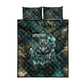 Nefertem Quilt Bed Set Primordial Bloom Lotus Mystical Lion Cosmic Egyptian