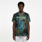Nefertem Scrub Top Primordial Bloom Lotus Mystical Lion Cosmic Egyptian