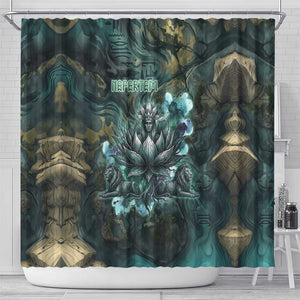 Nefertem Shower Curtain Primordial Bloom Lotus Mystical Lion Cosmic Egyptian