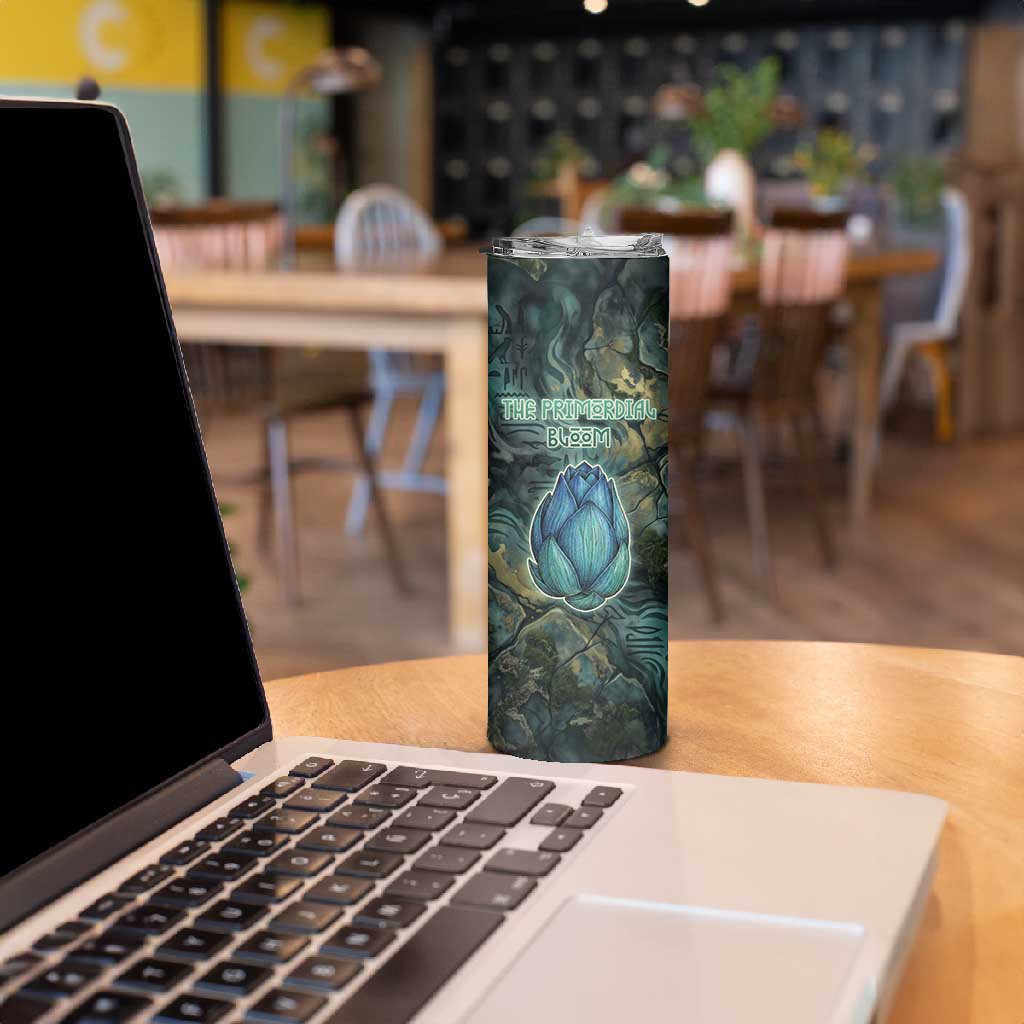 Nefertem Skinny Tumbler Primordial Bloom Lotus Mystical Lion Cosmic Egyptian