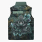 Nefertem Sleeveless Puffer Jacket Primordial Bloom Lotus Mystical Lion Cosmic Egyptian