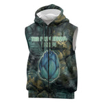 Nefertem Sleeveless Zip Hoodie Primordial Bloom Lotus Mystical Lion Cosmic Egyptian