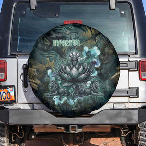 Nefertem Spare Tire Cover Primordial Bloom Lotus Mystical Lion Cosmic Egyptian