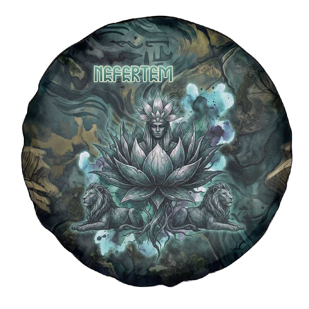Nefertem Spare Tire Cover Primordial Bloom Lotus Mystical Lion Cosmic Egyptian