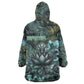 Nefertem Wearable Blanket Hoodie Primordial Bloom Lotus Mystical Lion Cosmic Egyptian