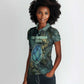 Nefertem Women Polo Shirt Primordial Bloom Lotus Mystical Lion Cosmic Egyptian