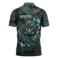 Nefertem Zipper Polo Shirt Primordial Bloom Lotus Mystical Lion Cosmic Egyptian