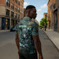 Nefertem Zipper Polo Shirt Primordial Bloom Lotus Mystical Lion Cosmic Egyptian
