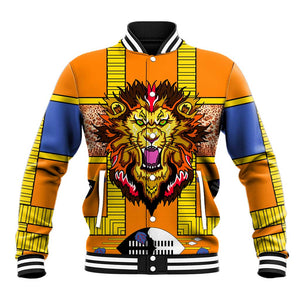 Swaziland Eswatini Baseball Jacket Lion Shield and Leopard Print Tribal Design