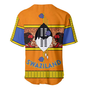 Swaziland Eswatini Baseball Jersey Lion Shield and Leopard Print Tribal Design